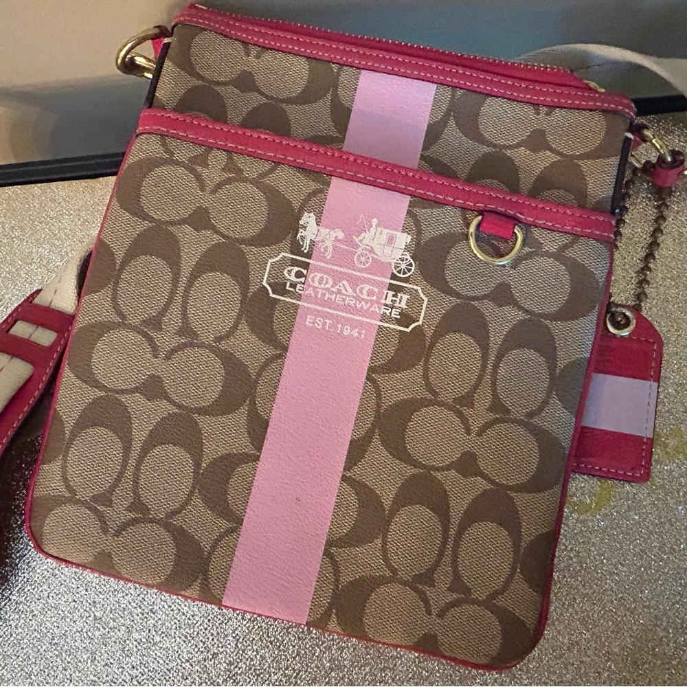 Coach Pink and Brown Crossbody Bag